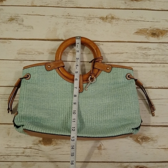 Fossil Woven Rattan Soft Seafoam Green Satchel Bag - Picture 8 of 16